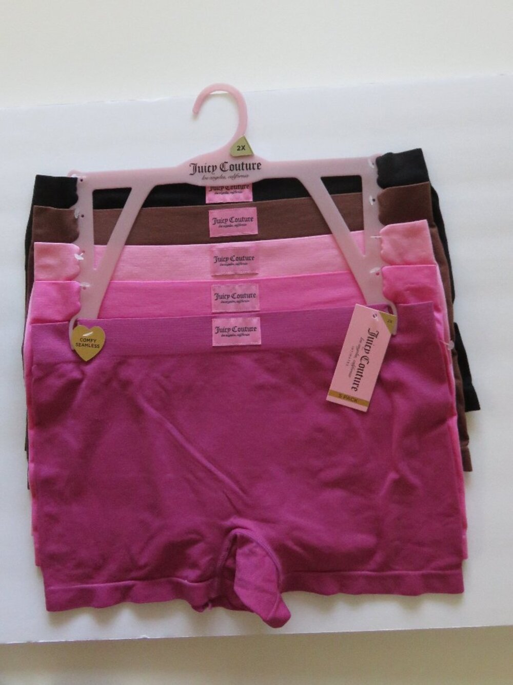 (#143) Juicy Couture Intimates Comfy 5 Pack Logo Boyshort Panties Size 2X